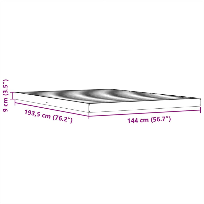 Sengeramme brun 140x190 cm heltre furu