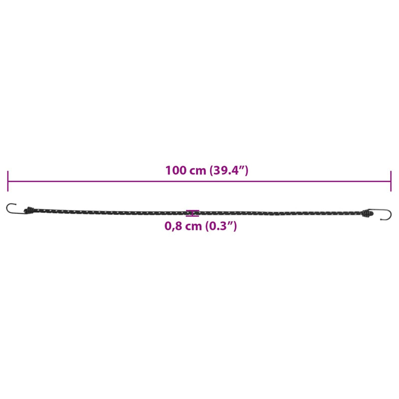 Strikksnorer med refleksstrimler og kroker 10 stk 100 cm