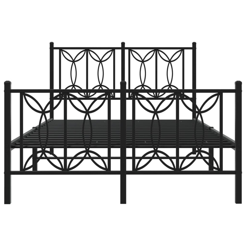 Sengeramme i metall med hode- og fotgavl svart 120x190 cm