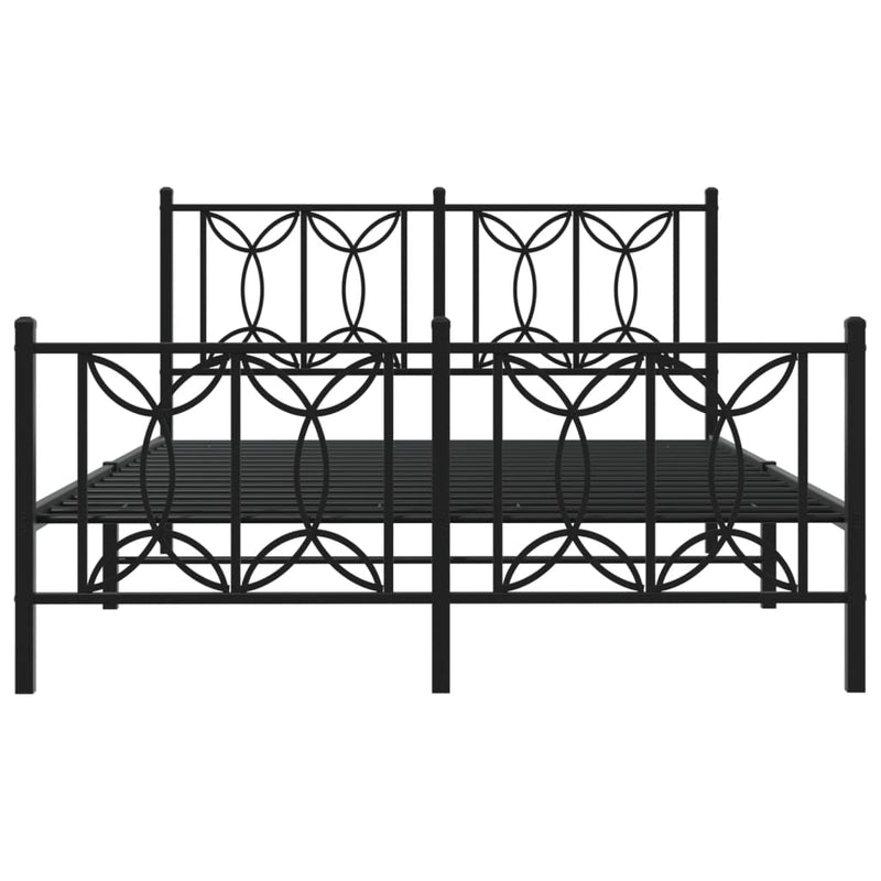 Sengeramme i metall med hode- og fotgavl svart 140x200 cm