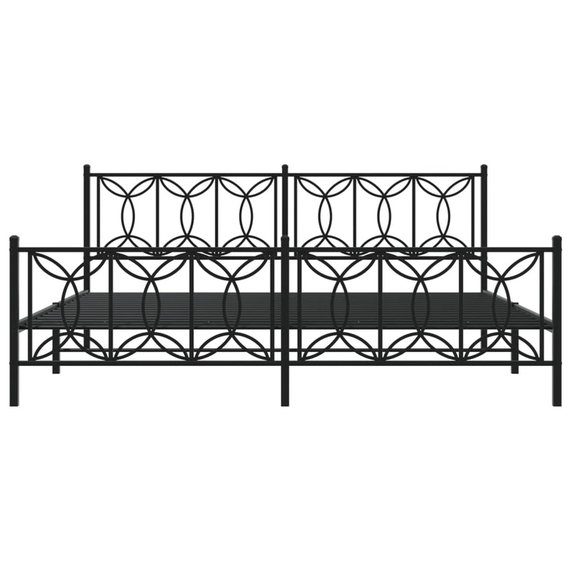 Sengeramme i metall med hode- og fotgavl svart 193x203 cm