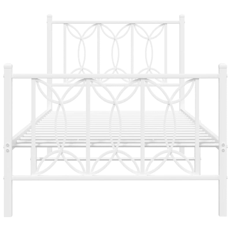 Sengeramme i metall med hode- og fotgavl hvit 80x200 cm