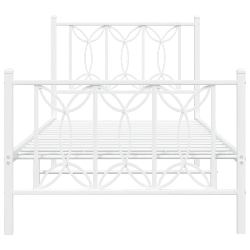 Sengeramme i metall med hode- og fotgavl hvit 90x190 cm