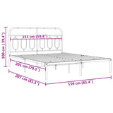 Sengeramme i metall med sengegavl svart 150x200 cm