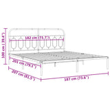 Sengeramme i metall med sengegavl svart 180x200 cm