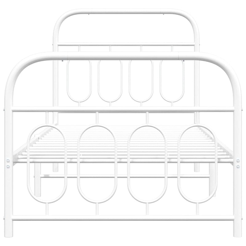 Sengeramme i metall med hode- og fotgavl hvit 90x190 cm