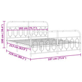 Sengeramme i metall med hode- og fotgavl hvit 183x213 cm