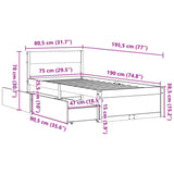 Sengeramme med skuffer hvit 75x190 cm heltre furu