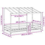 Barneseng med tak voksbrun 80x200 cm heltre furu