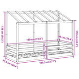 Barneseng med tak hvit 90x190 cm heltre furu