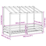 Barneseng med tak 75x190 cm heltre furu