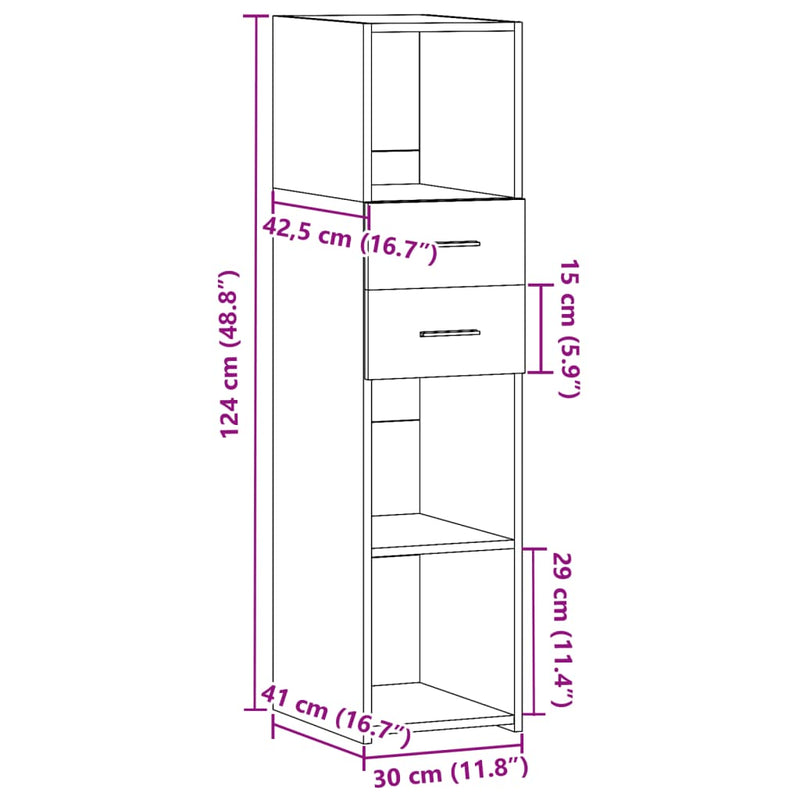 Hylle sonoma eik 30x42,5x124 cm konstruert tre