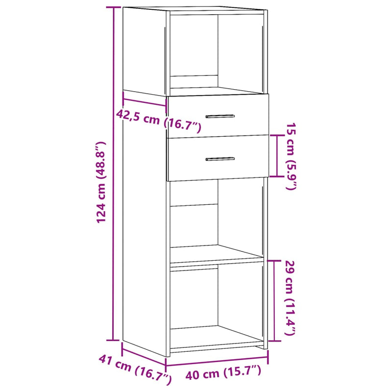 Hylle hvit 40x42,5x124 cm konstruert tre