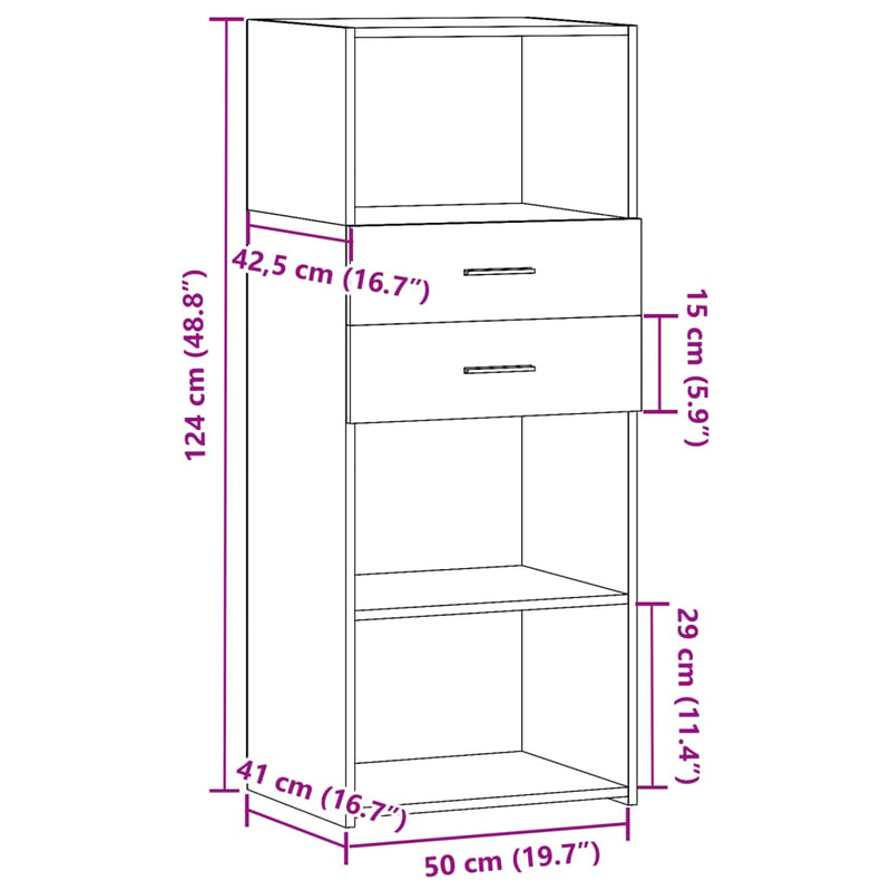 Hylle hvit 50x42,5x124 cm konstruert tre