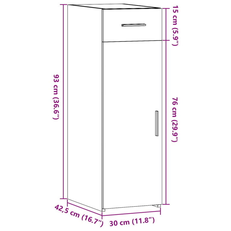 Skjenk sonoma eik 30x42,5x93 cm konstruert tre