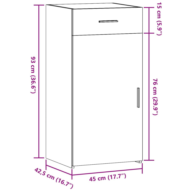 Skjenk sonoma eik 45x42,5x93 cm konstruert tre