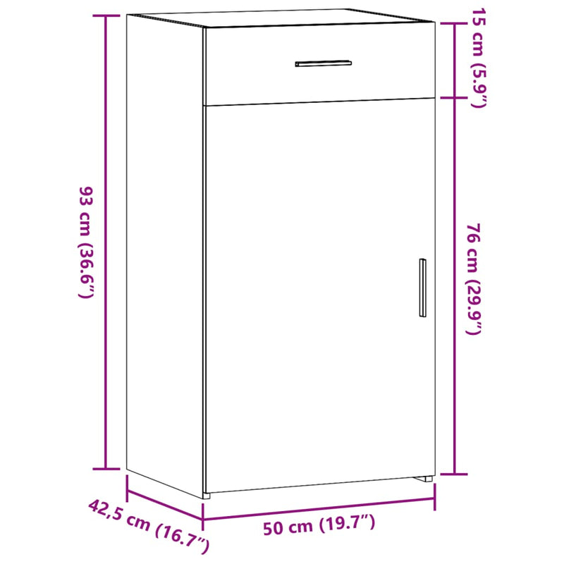 Skjenk hvit 50x42,5x93 cm konstruert tre