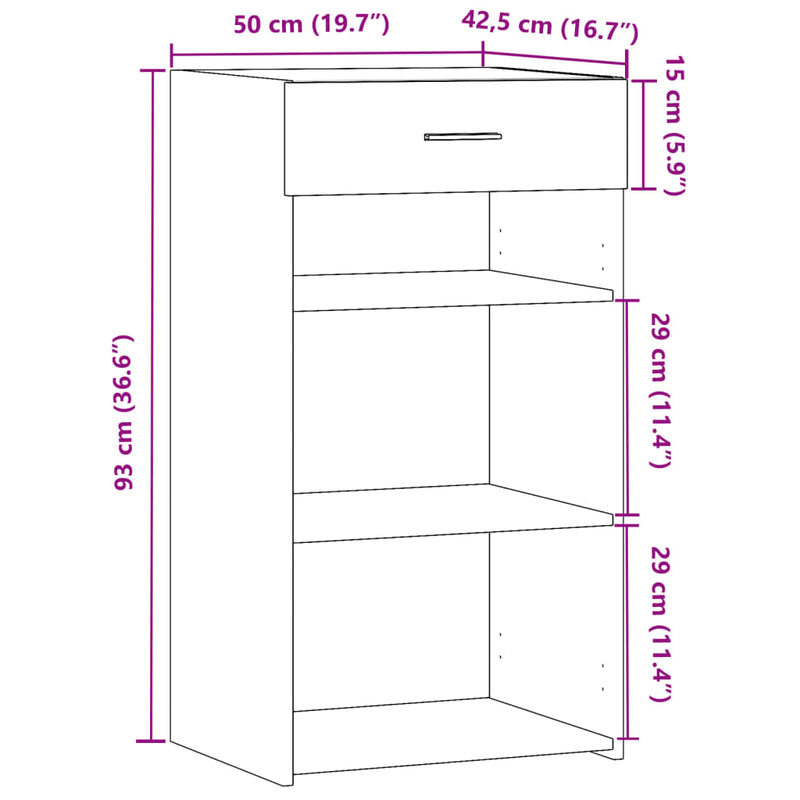 Skjenk hvit 50x42,5x93 cm konstruert tre