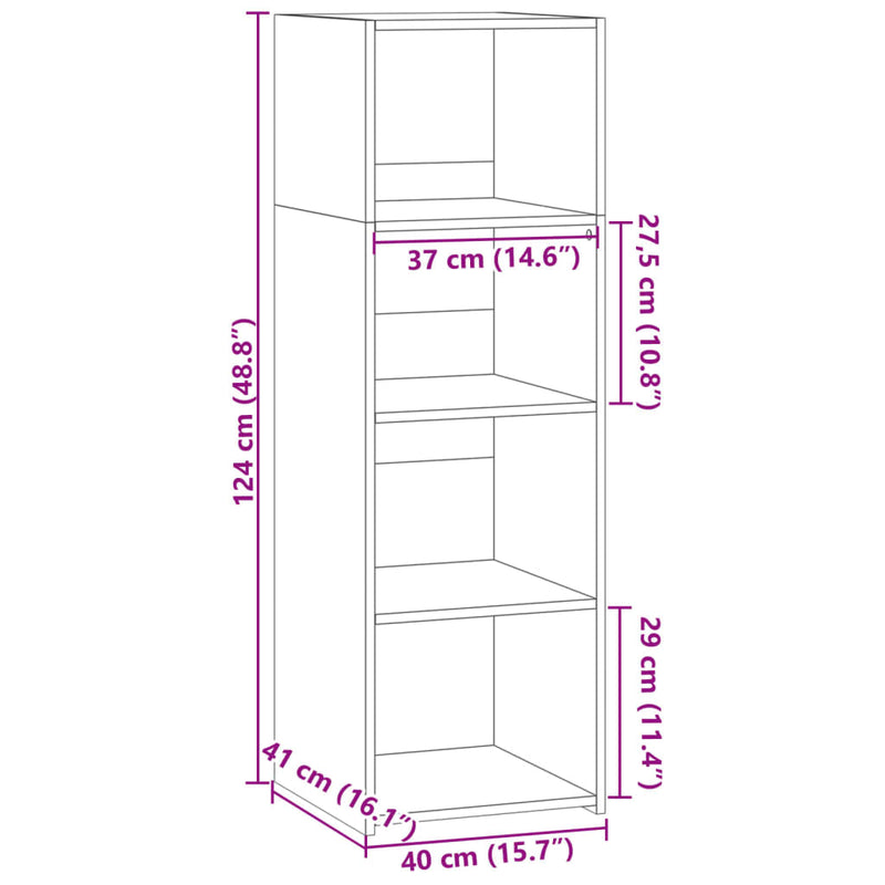 Hylle sonoma eik 40x41x124 cm konstruert tre