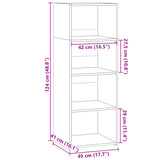 Hylle hvit 45x41x124 cm konstruert tre