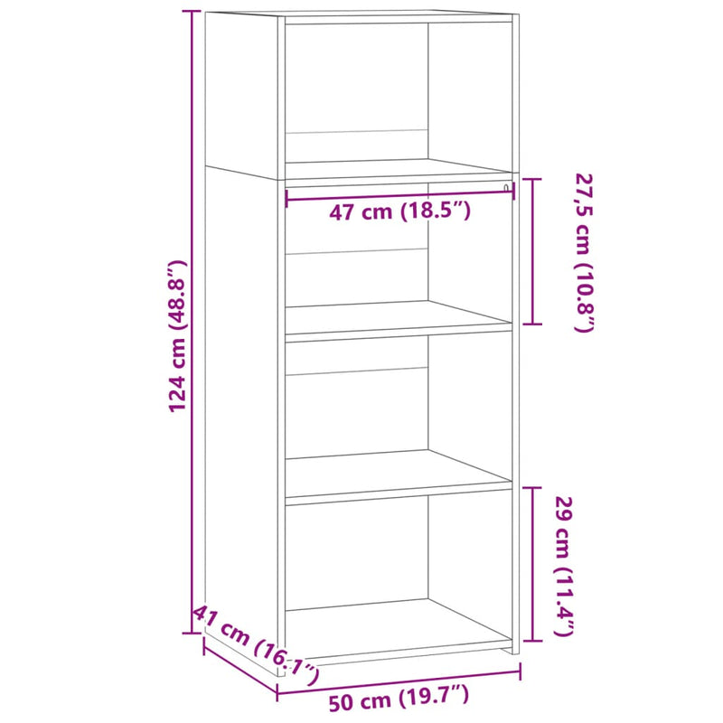 Hylle sonoma eik 50x41x124 cm konstruert tre