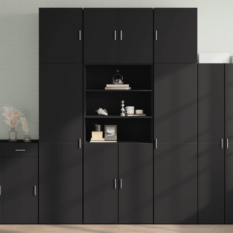 Highboard svart 80x42,5x249 cm konstruert tre