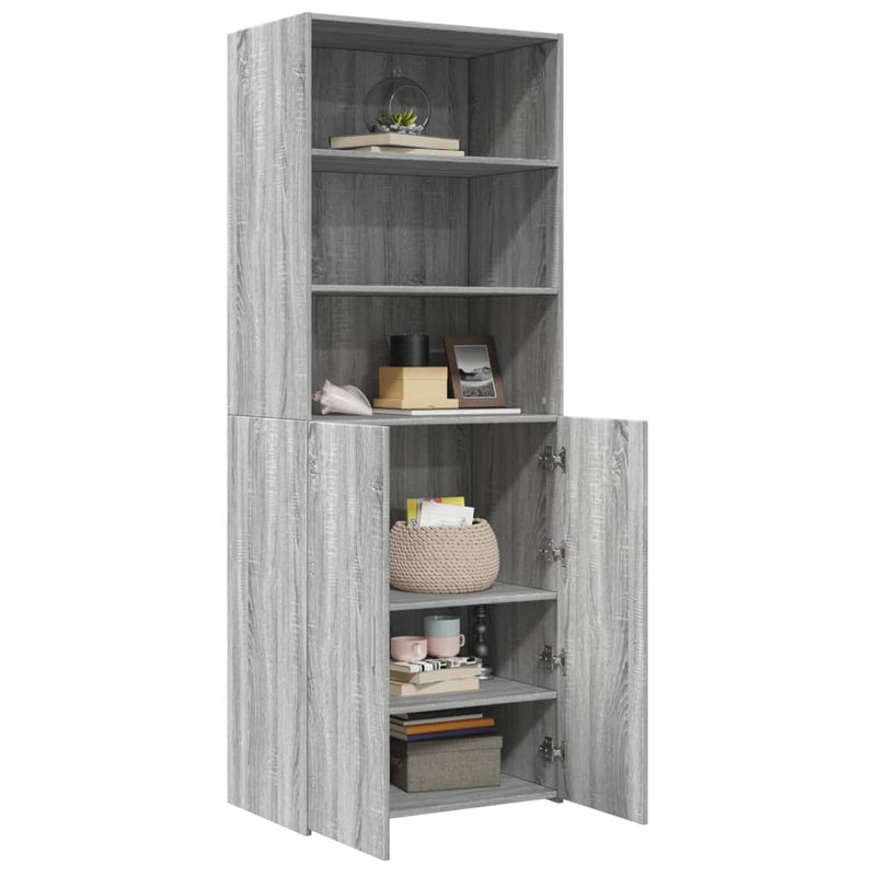 Highboard grå sonoma 70x42,5x185 cm konstruert tre