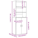 Highboard grå sonoma 70x42,5x185 cm konstruert tre