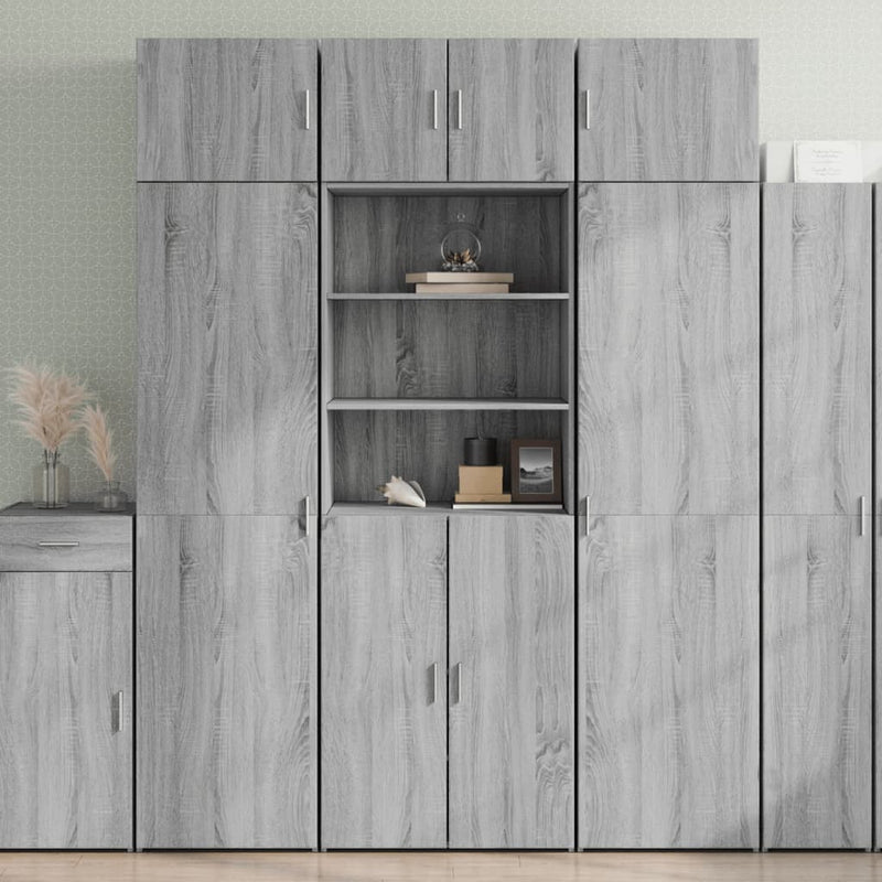 Highboard grå sonoma 70x42,5x185 cm konstruert tre