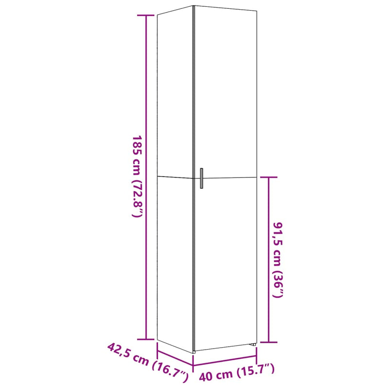 Hylle svart 40x42,5x185 cm konstruert tre