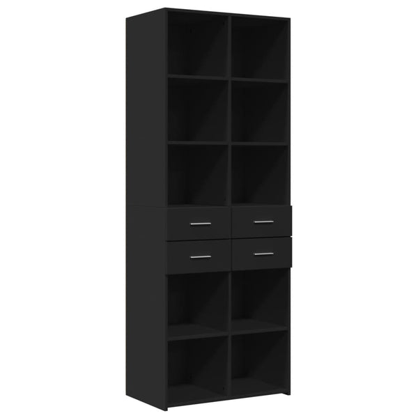 Highboard svart 70x42,5x185 cm konstruert tre