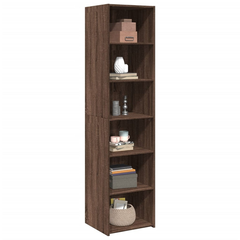 Highboard brun eik 45x41x185 cm konstruert tre