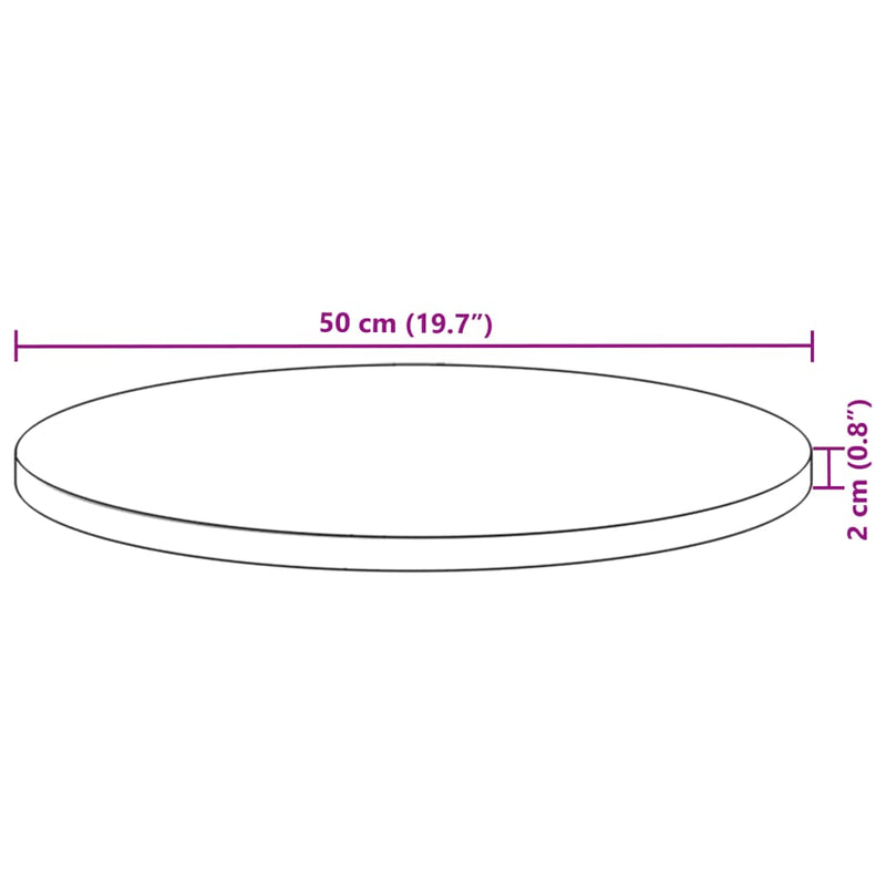 Bordplate rund Ø50x2 cm heltre akasie