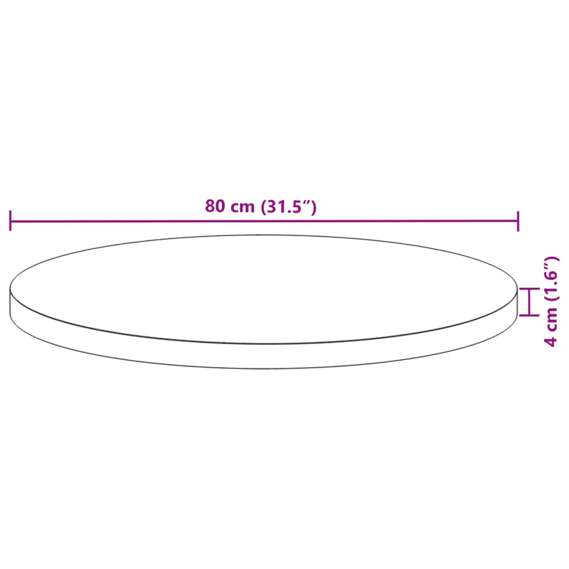 Bordplate rund Ø80x4 cm heltre akasie