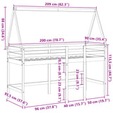 Køyeseng med stige og tak 90x200 cm heltre furu