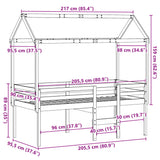 Høyseng med tak 90x200 cm heltre furu