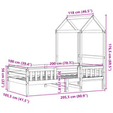 Sengeramme med tak 100x200 cm heltre furu