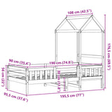 Sengeramme med tak voksbrun 90x190 cm heltre furu