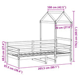 Dagseng med tak hvit 90x200 cm heltre furu