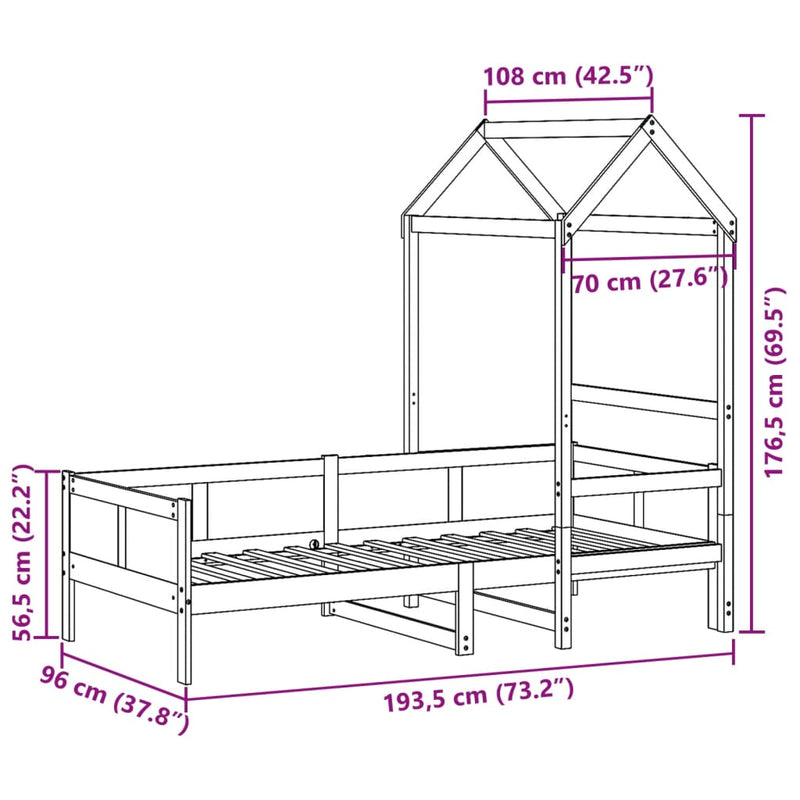 Dagseng med tak 90x190 cm heltre furu