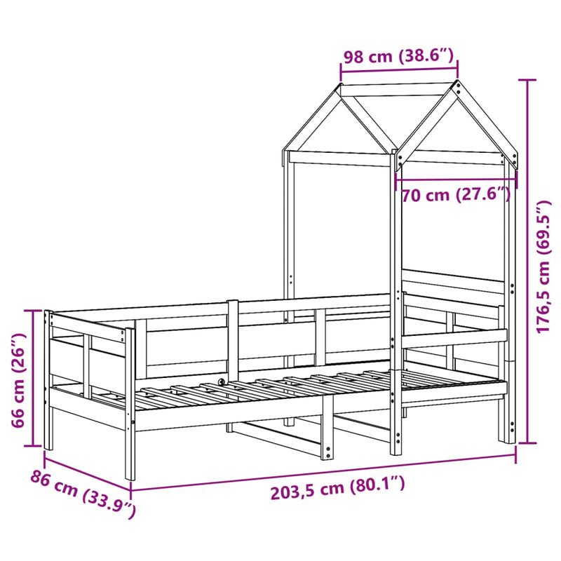 Dagseng med tak 80x200 cm heltre furu