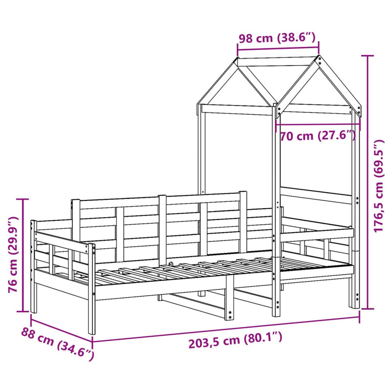 Dagseng med tak 80x200 cm heltre furu