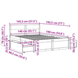 Sengeramme med skuffer brun 140x190 cm heltre furu