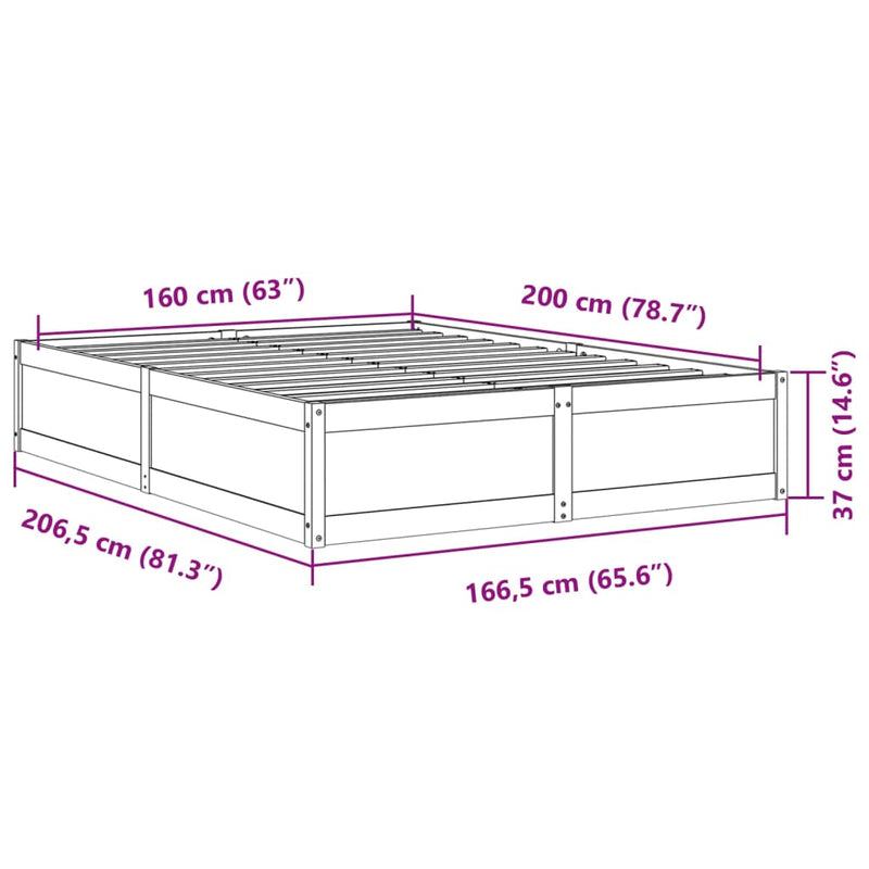 Sengeramme 160x200 cm heltre furu