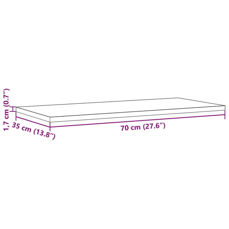 Bordplater 2 stk 70x35x1,7 cm rektangulær heltre furu