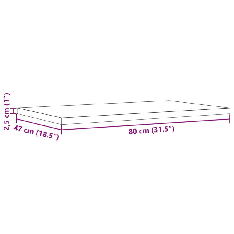 Bordplater 3 stk 80x47x2,5 cm rektangulær heltre furu