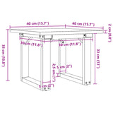 Salongbord O-ramme 40x40x35 cm heltre furu og støpejern