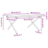 Salongbord X-ramme 80x80x45 cm heltre furu og støpejern