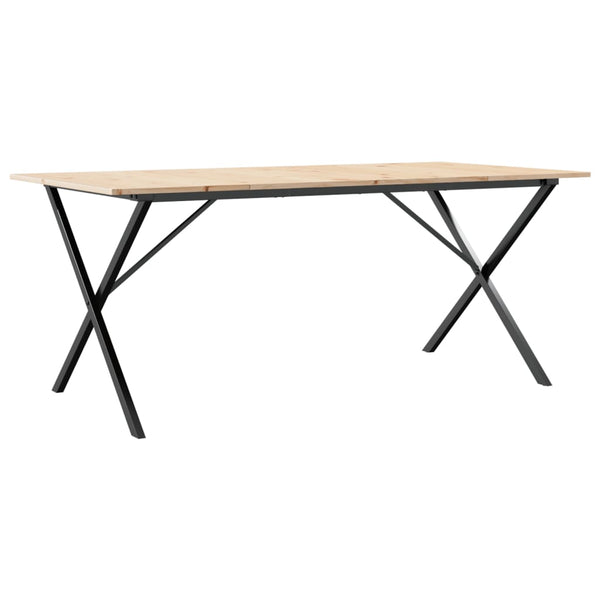 Spisebord X-ramme 180x90x75 cm heltre furu og støpejern