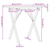 Spisebord X-ramme 80x50x75,5 cm heltre furu og støpejern